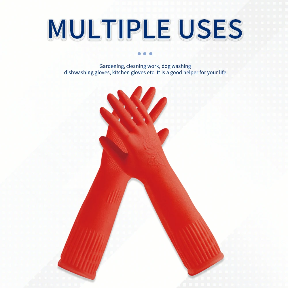 Durable Kitchen Gloves Long Latex Waterproof Cleaning Dish Washing General Purpose Safety Hand Protection