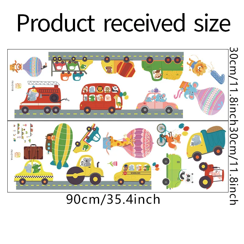 Colorful DIY Gift Removable Cartoon Bus Cars Truck And Bikes Road Traffic Wall Stickers Living Room Kids Room Door Stickers
