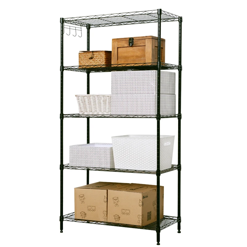 NSF Approval  Metal Rack 5  Tiers Shelves Chrome Metal Storage Wire Shelf