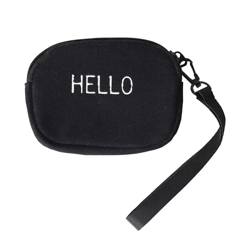Small Cotton Canvas Car Key Chain Case Bag Holder Interior Car Accessories Money Coin Zipper Pouch