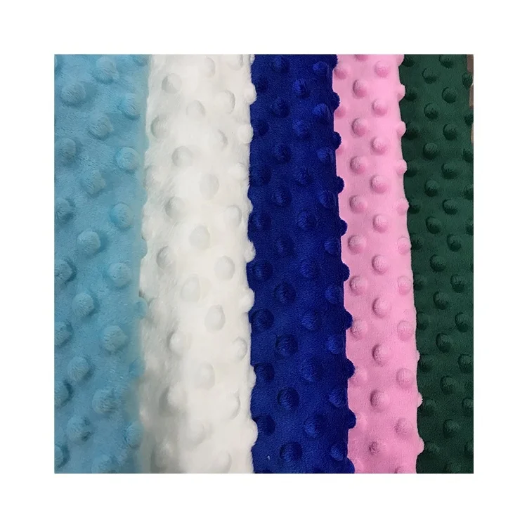 Polyester New Design High Quality Wholesale Custom Super Soft Velvet For Baby Blanket Toys clothes 3D Minky Dot Velvet Fabric (1600075320946)