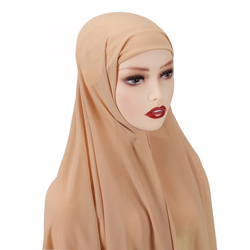 new arrival malaysian custom plain inner jersey bonnet islam chiffon matching undercaps instant hijab with cap