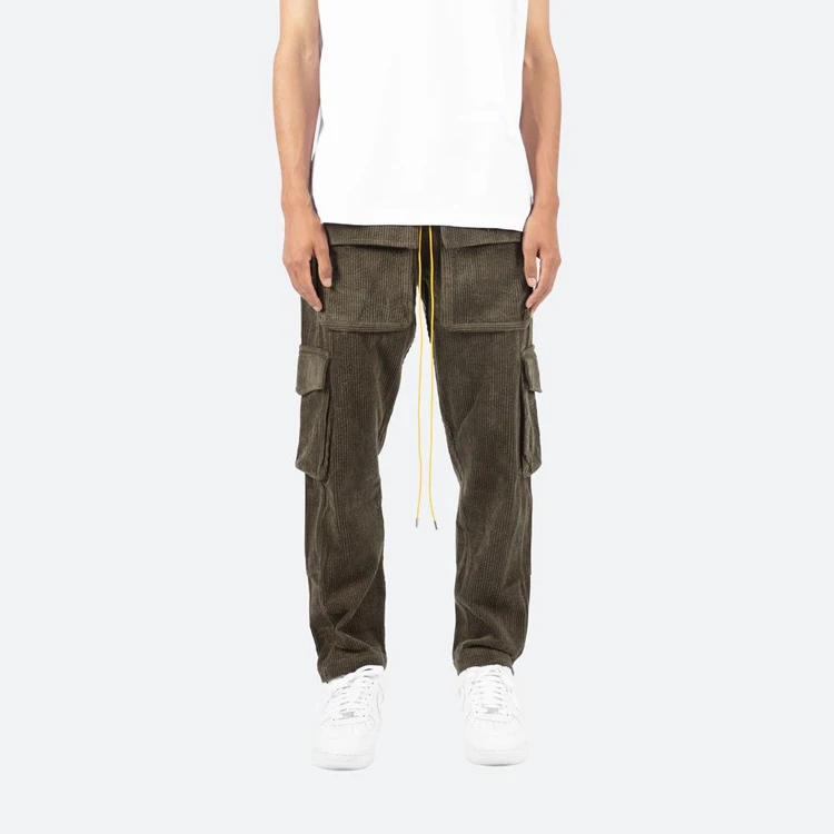 Diznew Custom Men Streetwear Corduroy Stack Pants Style Elastic Drawstring Relax Fit Mens Harem Pants Spandex / Cotton Casual