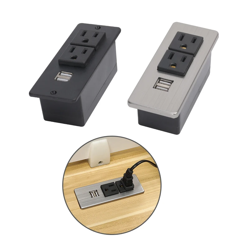 2 way USB furniture power extension socket with various color metal cover