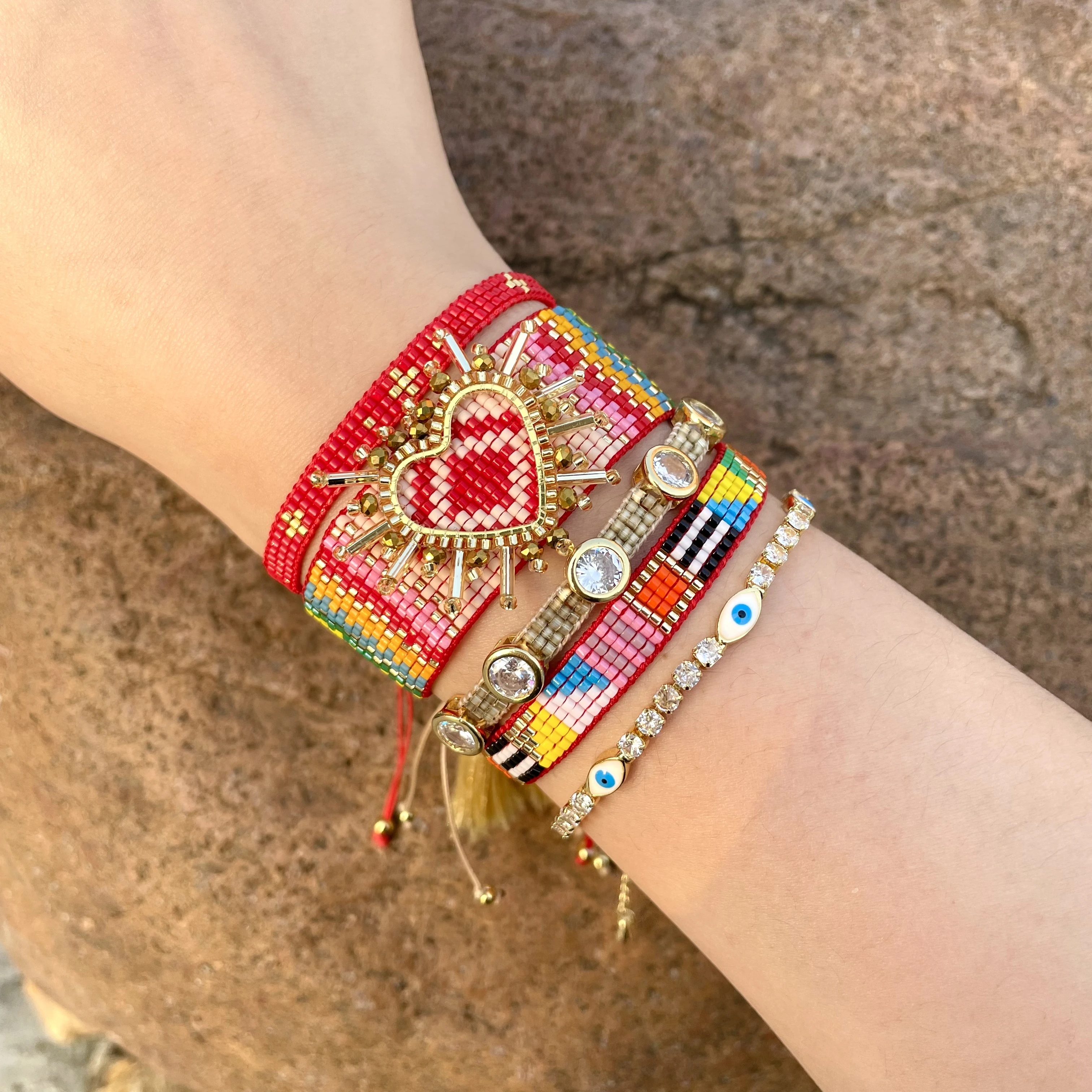 Fashion miyuki red suit love jewelry miyuki eye bracelet colorful miyuki festive gift