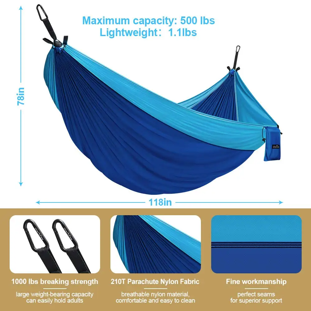 Parachute hammock  lithe fabric hammock for camping with family nylon two person hammock lightweight