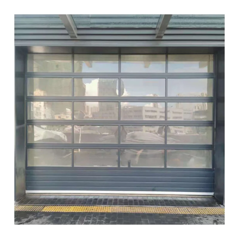 Remote Control Automatic Electric Soundproof Perspective Turning Plate Aluminum Frame Plastic Plate  Glass Garage Door