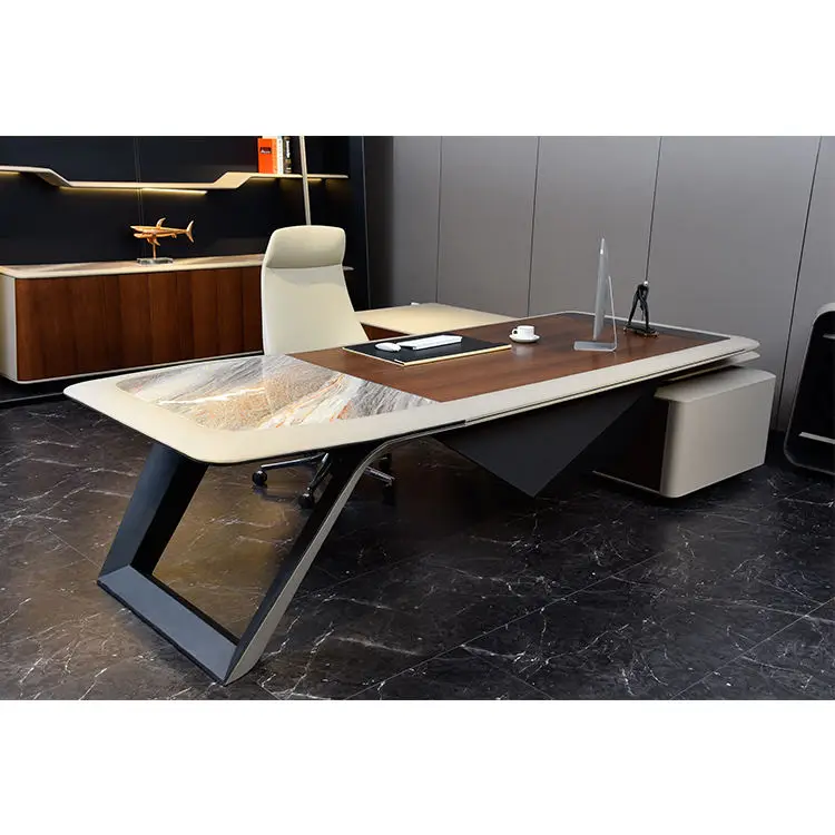 High-end modern luxury style office furniture mdf executive l shape office ceo table design