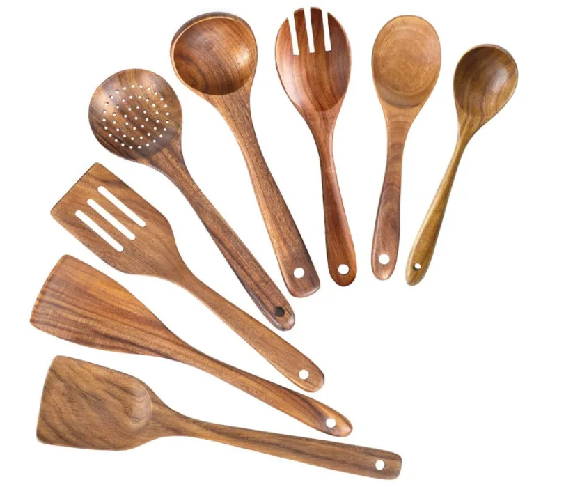 Wholesale Customizable Teak Wooden Cooking Spoon Small Acacia Kitchen Utensil Serving Spatula for Food Preparation