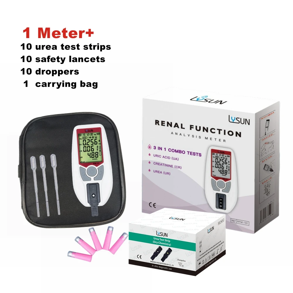 LYSUN 3 in 1 Renal Function Test Strip CREATININE/ URIC ACID / UREA Multifunctional Kidney Function analyzer