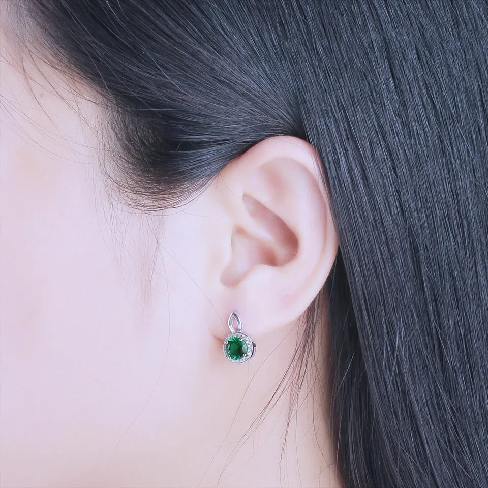 925 Silver Luxury Jewelry Set Earrings and Necklace AAA Green Zircon Bridal