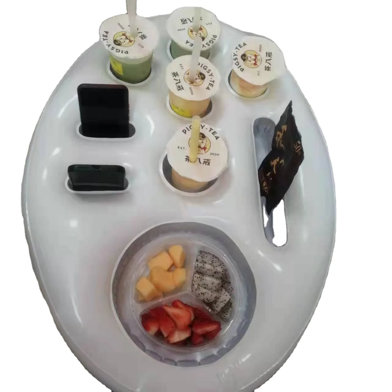 factory summer top quality eco-friendly drink and fruit float inflatable cup holder for pool and beach