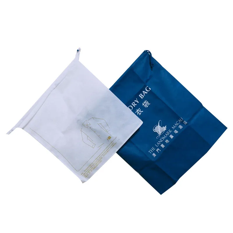 Eco-Friendly Wholesale Non-Woven Cotton Travel Laundry Bag with Printed Drawstring Home Hotel Use Featuring Comfortable Handles