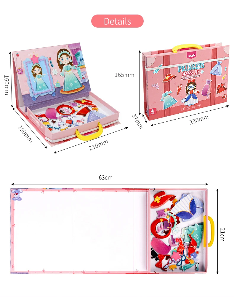 Kids Fashion Toys For Girl Gift DIY Princess Dress Up Colorful Magnetic Cards Flexible move games