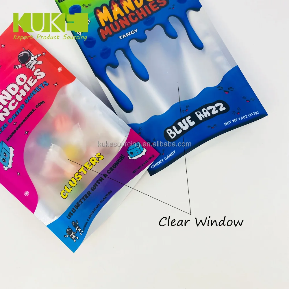 mylar custom bag snack food aluminum foil stand up pouch zip  plastic  ziplock  mylar  packaging bag with clear window