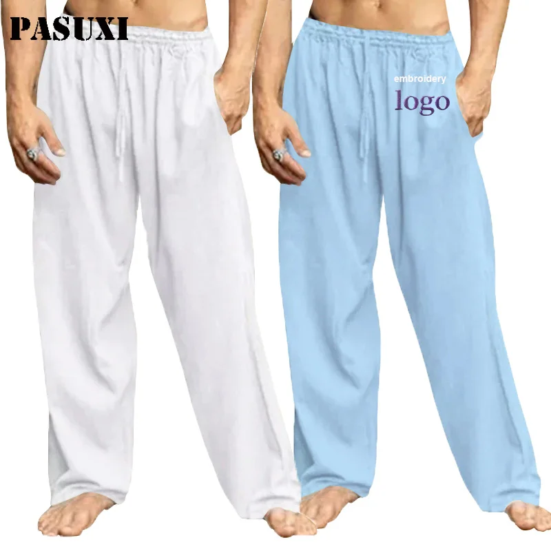 PASUXI Custom Premium Embroidery Hip Hop Casual Breathable Trousers For Men Pockets Men Sports Pants