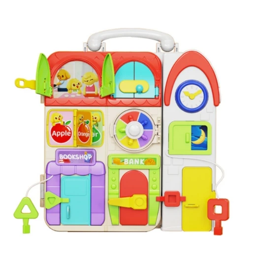 Early education baby busy board treasure box busy house cognitive unlocking puzzle toy