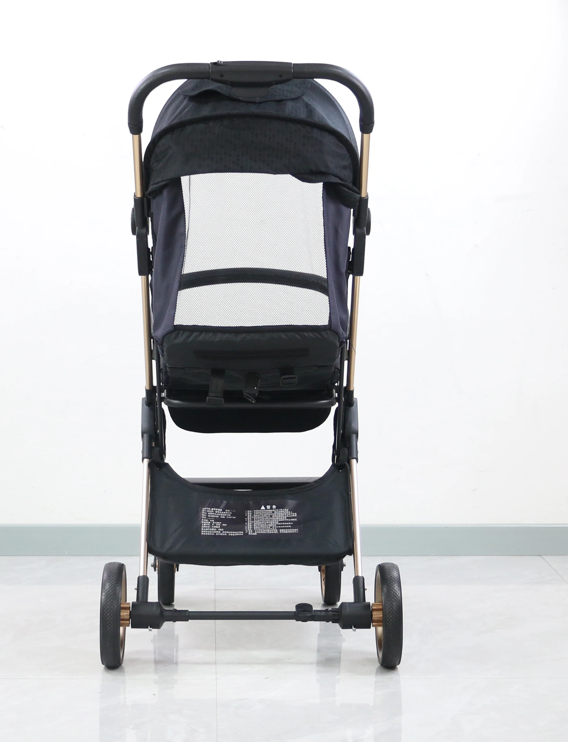 Cool Black X9 Stylish Foldable Boarding Baby Pram Stroller With Full Sunshade