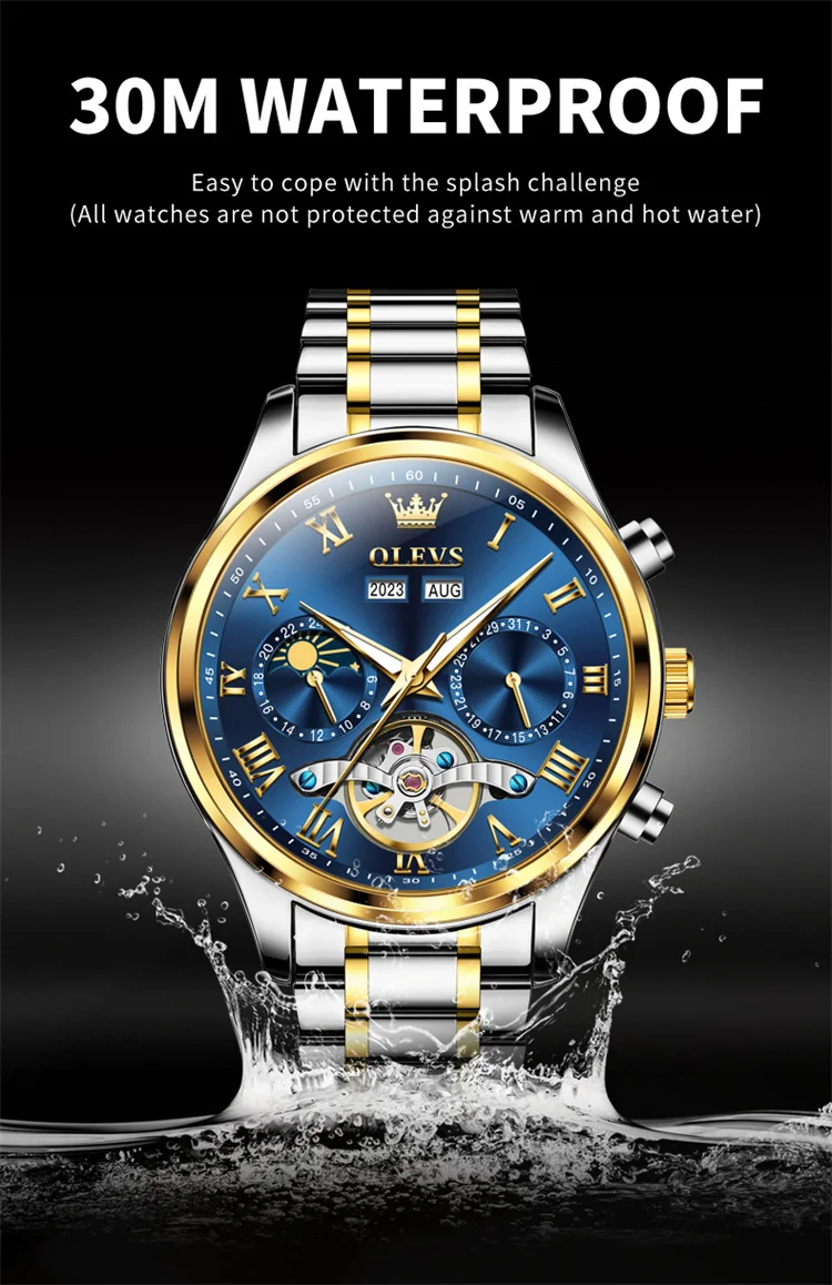 OLEVS 7005 classic dongguan men mechanical watch original Stainless steel band Waterproof automatic storage Casual watch design