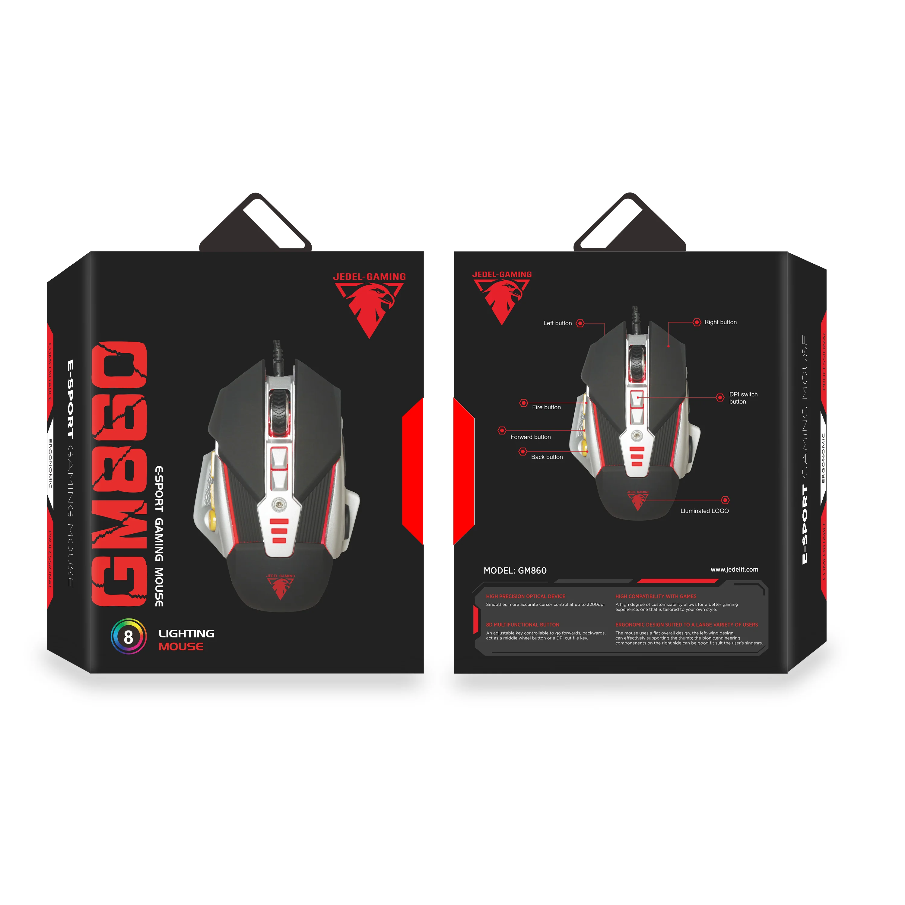 OEM LOGO High Quality 3200 DPI  DPI LED Lighted Gaming Wired Mouse