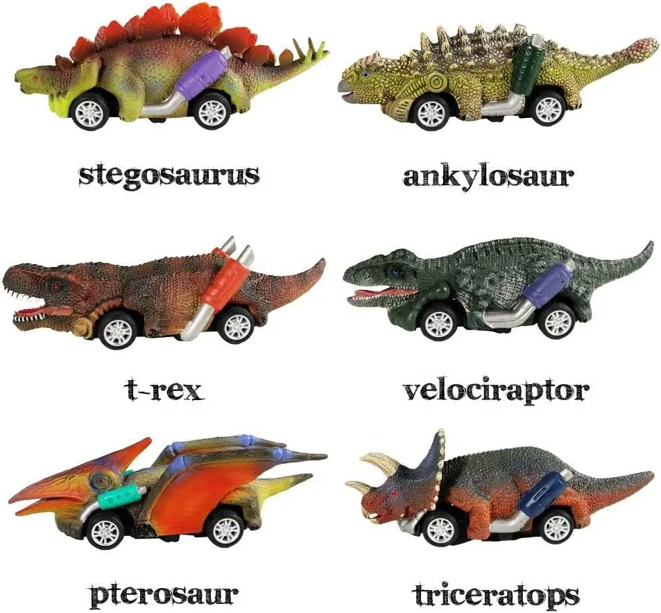 New Dinosaur Toy Pull Back Car toys, 6 Pack Dino Toys, Dinosaur Games with T-Rex kids toys vehicle car
