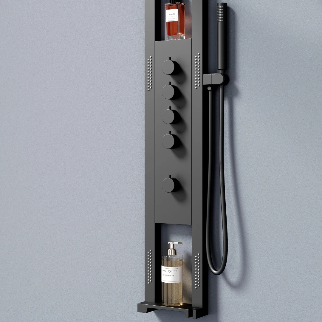 New Product Fashion High Quality Brass Wall Mounted Waterproof Rainfall Multifunction Led Light Overhead Shower Panels Bathroom