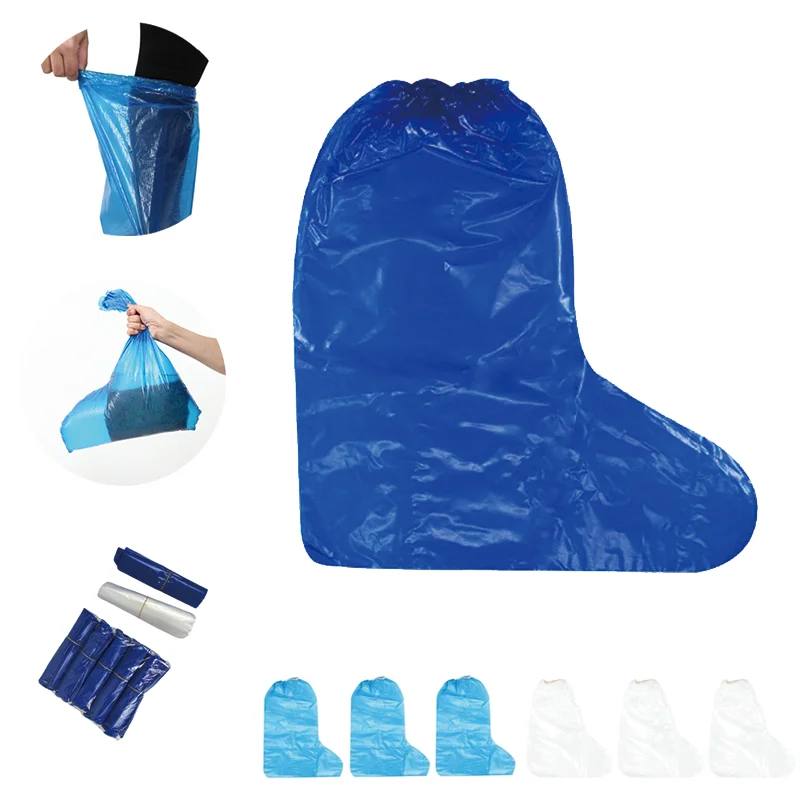 wholesale support outdoor travel long pe blue Lightweight transparent boot cover waterproof shoe cover