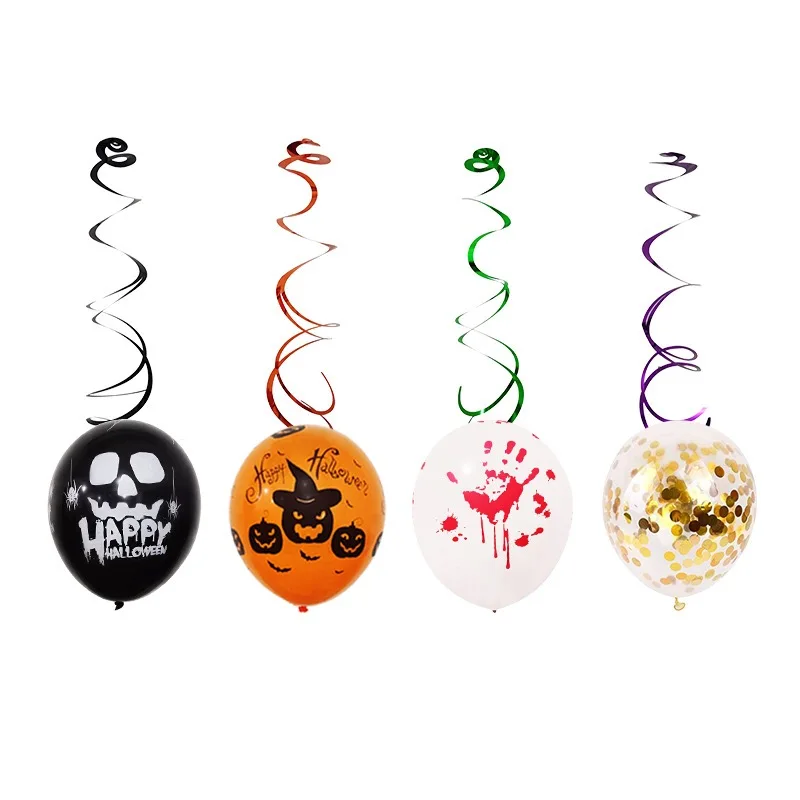 PVC Spiral Hanging Halloween Balloons Latex Party Supplies Decoration for Halloween Hallowmas Theme Party
