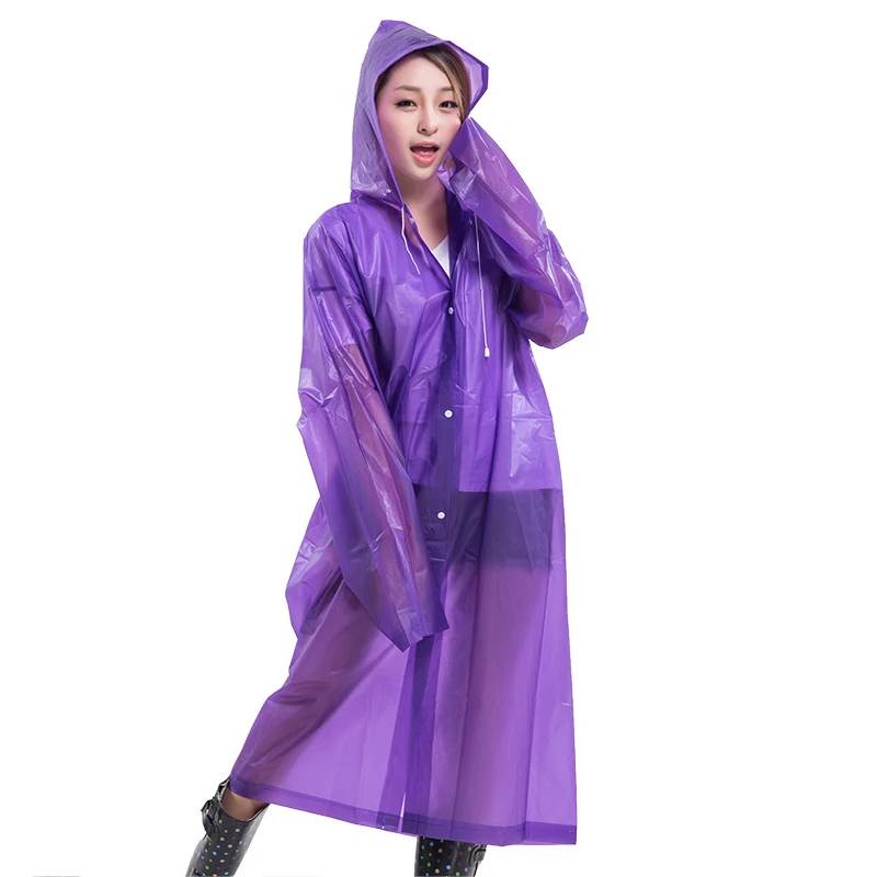 DD1494  Thicken EVA Reusable Raincoat Women Men Fashion Hooded Rain Coat Tourism Travel Rainwear Poncho