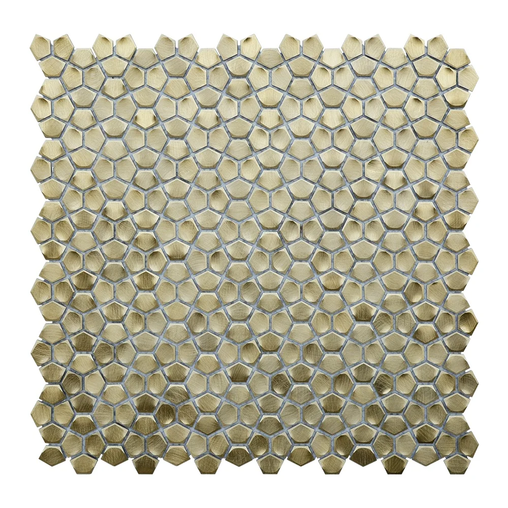 Gold Solid Aluminium Metal Mosaic Tile for Wall Decoration