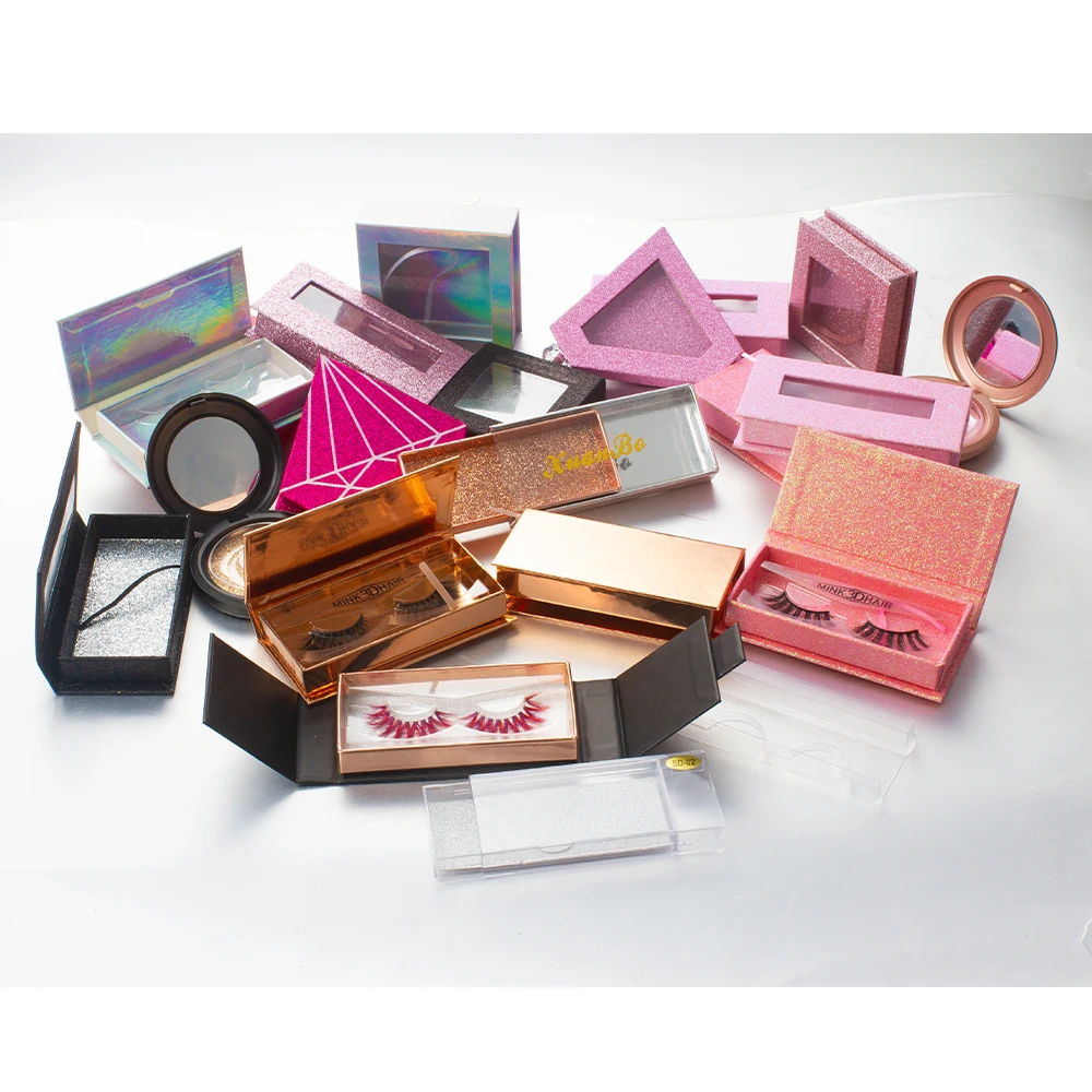 Light silver pink green purple heart shaped magnet fur eyelash box custom blister packaging 2019 private label box black