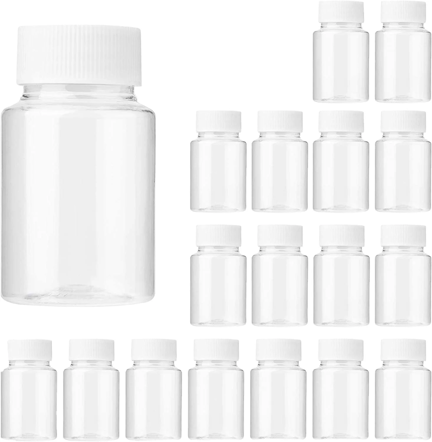 Empty plastic PET 30ml liquid medicine containers chemical solid powder pill bottle with screw cap
