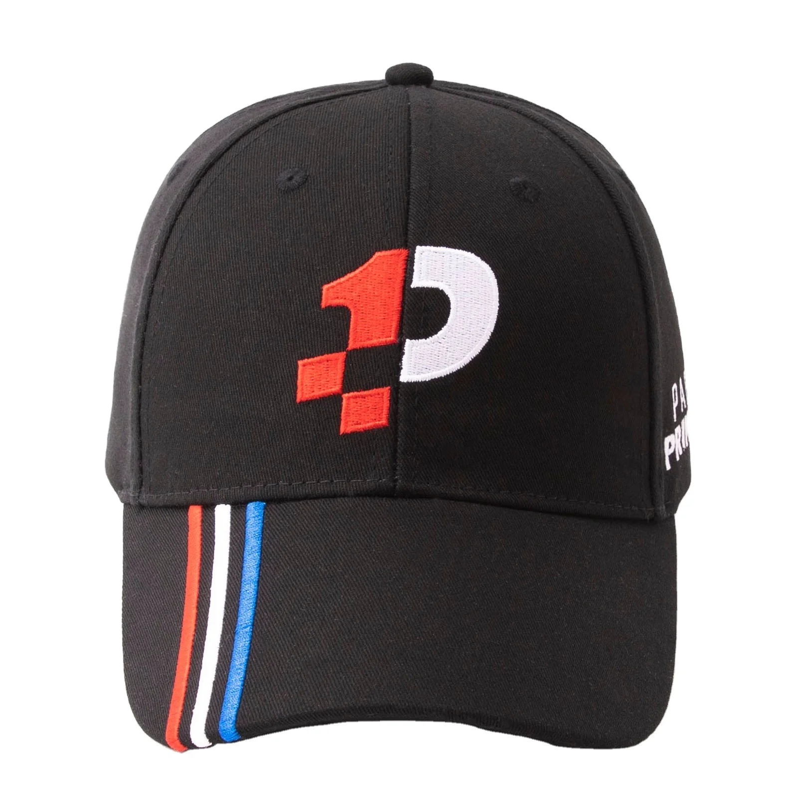 2024 Custom Embroidery Logo Casual Black 6 Panel Solid Man Flat Bill Baseball Hats