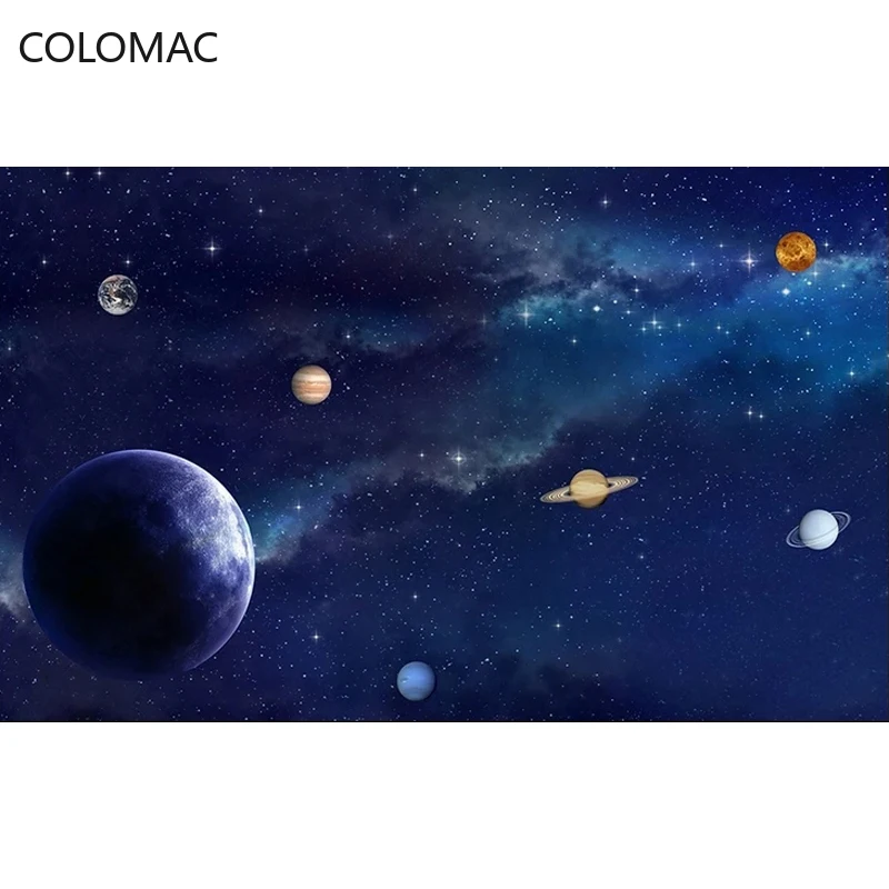 Peel And Stick Universe Galaxy Earth Planet Theme Space Photo Mural Wallpaper For Kids Bedroom Living Room 3D Whole House Decor