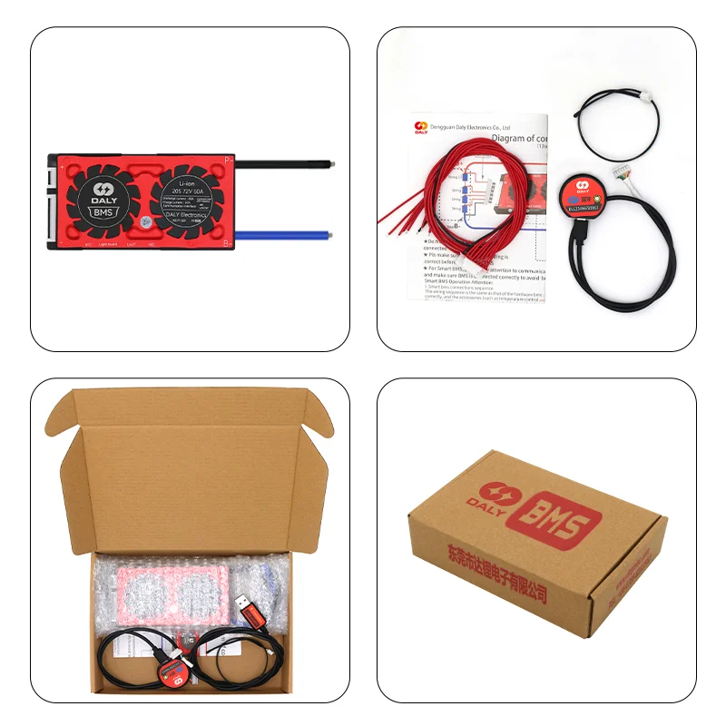 Daly bms lifepo4 14s 48v li-ion LifePO4 13s 14s 15s 16s 30a 40a 60a smart bms with UART BT parallel bms 5A for lithium battery