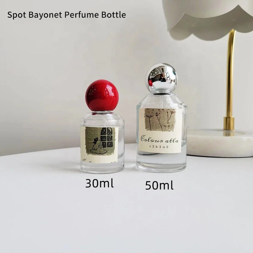 New design Black 30ml Perfume Glass Bottle with Ball-shaped Lid