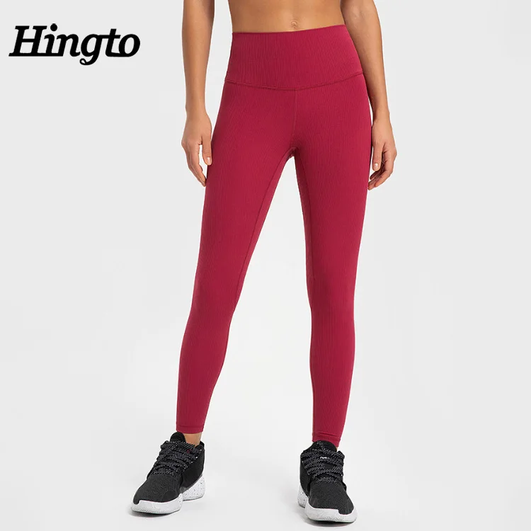 Wholesale Yoga Sport Leggings For Women Slim Tight Gym Yoga Butter Soft Ribbed Leggings High Waist Rib Women Yoga Pants