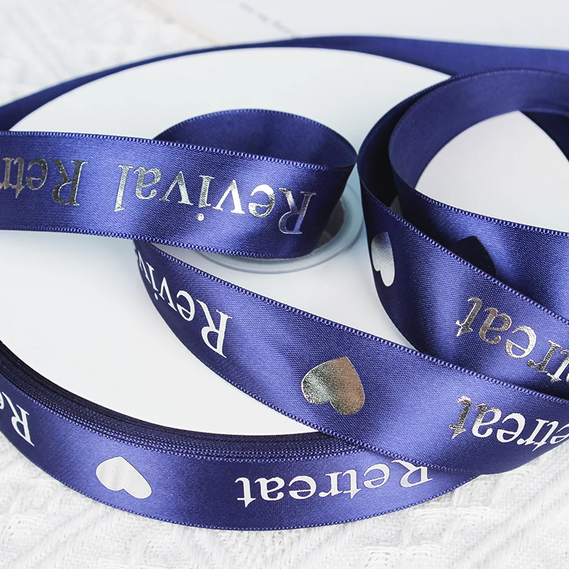 Factory wholesale ribbon logo ribbon silk satin printed custom ribbon roll