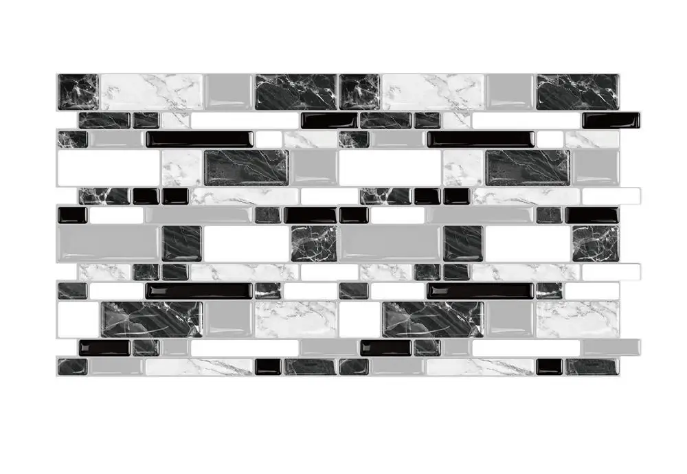 Black and White Adhesive Wall Tile Brick Wall Sticker