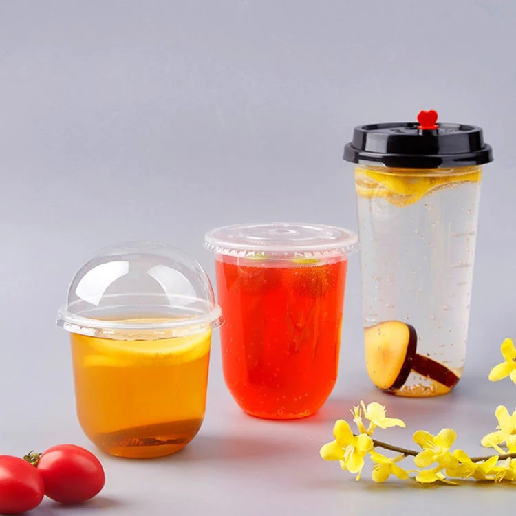 Hot sale biodegradable pp plastic material frosted u shaped cup drinking boba bubble tea cups disposable