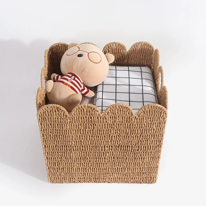New Arrival Hand-Woven Paper Rope Foldable Storage Basket Multifunctional for Living Room Home Storage