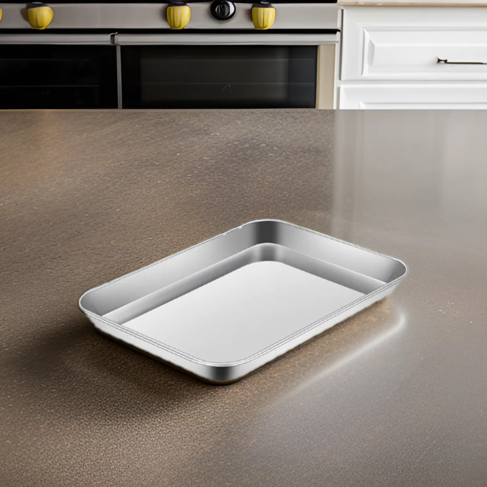 Rectangular Stainless Steel Roasting Pan with Cooling Rack Baking Tray Sheet for Baking