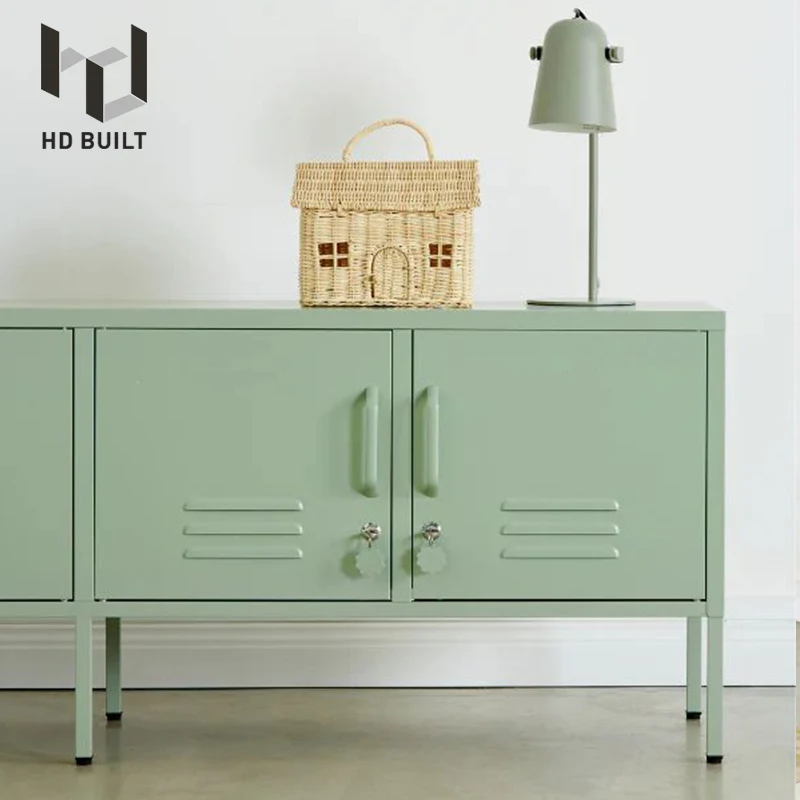 Factory Price Modern Design Home Furniture Blue Pink Colorful Steel TV Stand Metal Legs Storage TV Living Room Cabinet