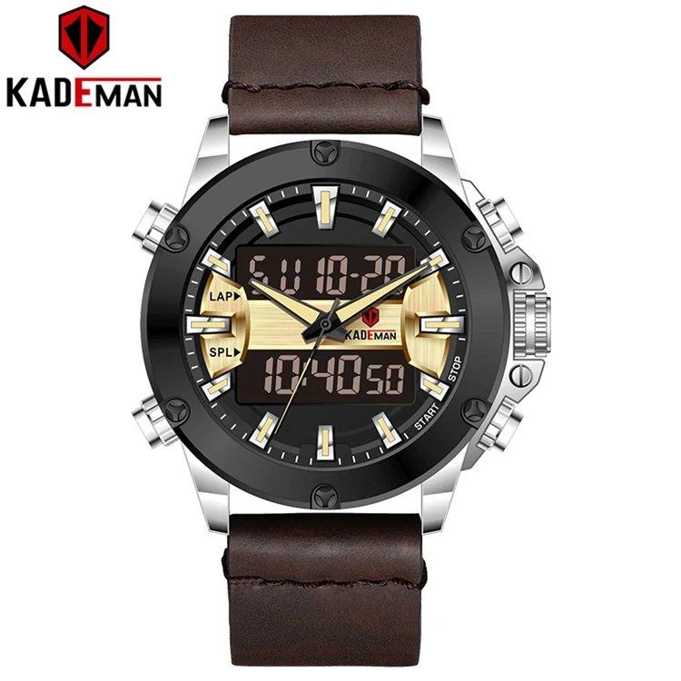 Многофункциональные мужские часы KADEMAN K806 светодиодные 24 часа светящиеся водонепроницаемые красивые аналоговые Цифровые премиум-класса