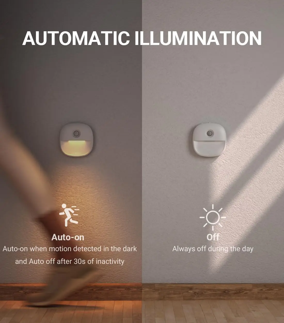 Mini Stick-on LED Night Light with Motion Sensor Battery, Dimmable Closet Lights for Bedroom, Kitchen, Washroom, Stairs, Hallway