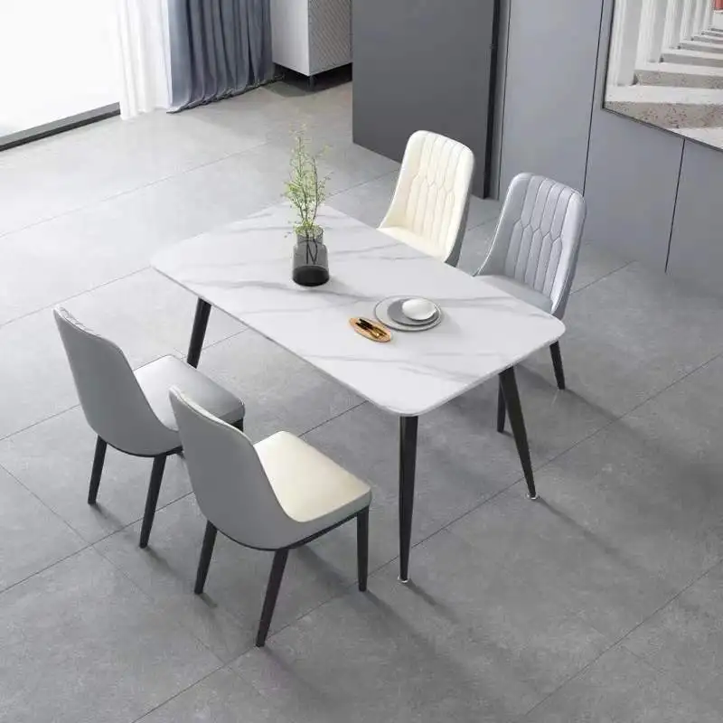 2022 hot selling four-person slate dining table rectangular home light luxury modern dining table and chairs