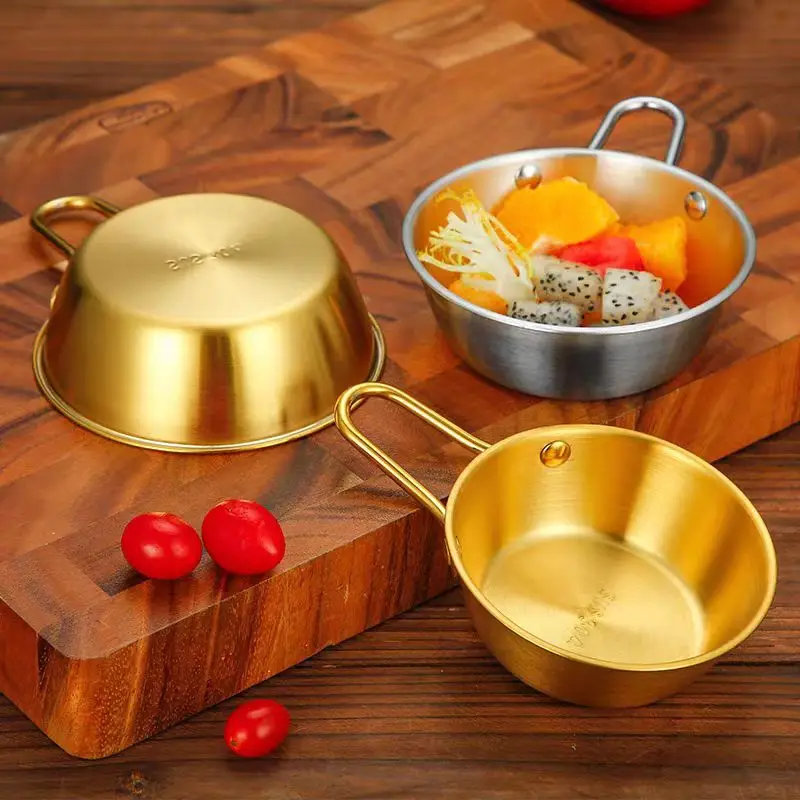 Korean Style Pickle Bowl Stainless Steel Rice Wine Bowl With Handle Seasoning Sauce Serving Bowl