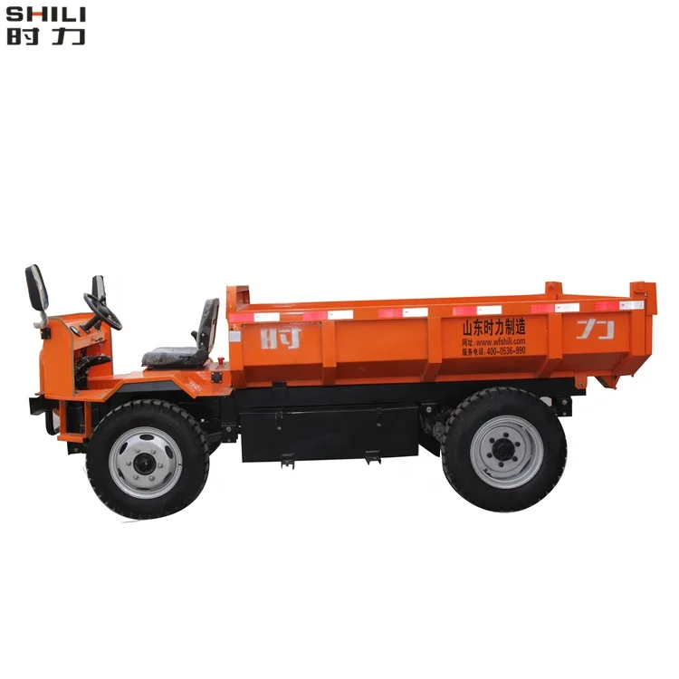 Load 4 ton four wheeled underground mine mining electric mini dump truck tipper dumper for mining transportation