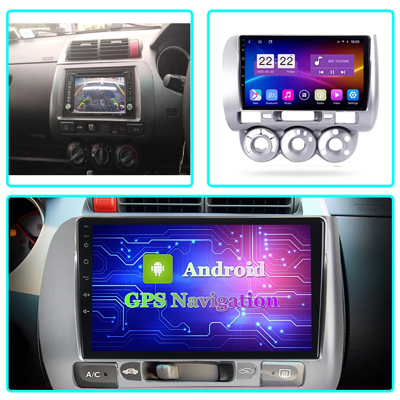TONEW DVD Car Monitor Android DVR  Dual Camera Android 10.0 For Honda Jazz 2001 - 2008 Fit 2001 - 2009 Car Stereo  DVD Car
