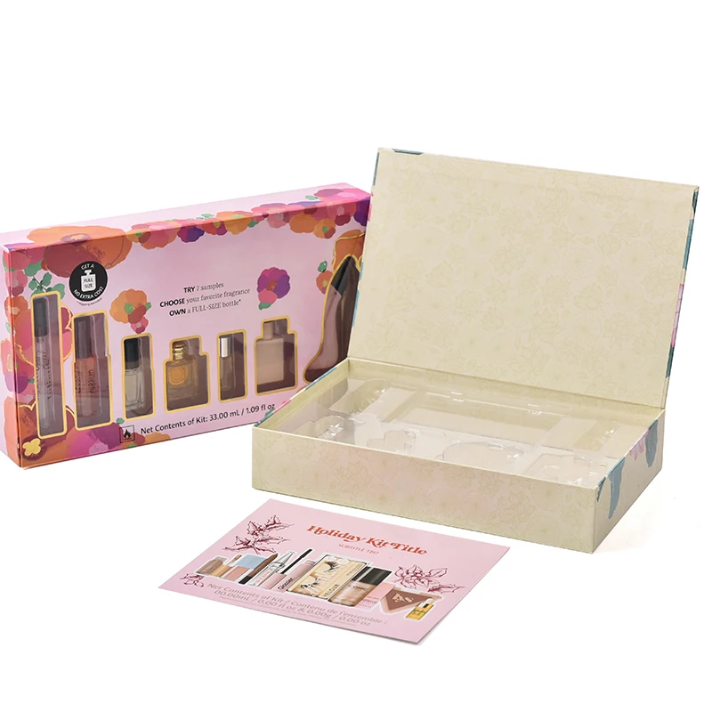 Custom Biodegradable Coated Paper Christmas Eve Gift Packaging Paper Box Cosmetic Gift Box for Christmas With Plastic Tray